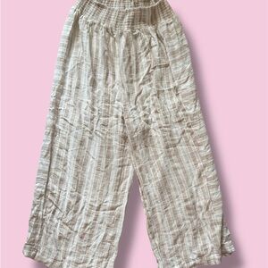 Lightweight Cream Striped Wide-Leg Pants
